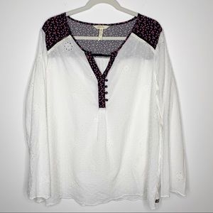 Matilda Jane White Eyelet Contrast Print Tunic Top